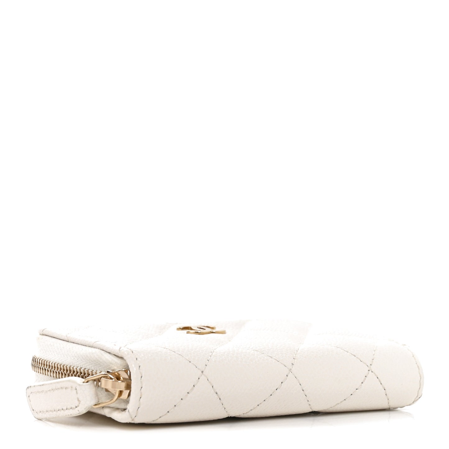 Caviar Quilted Zip Coin Purse White