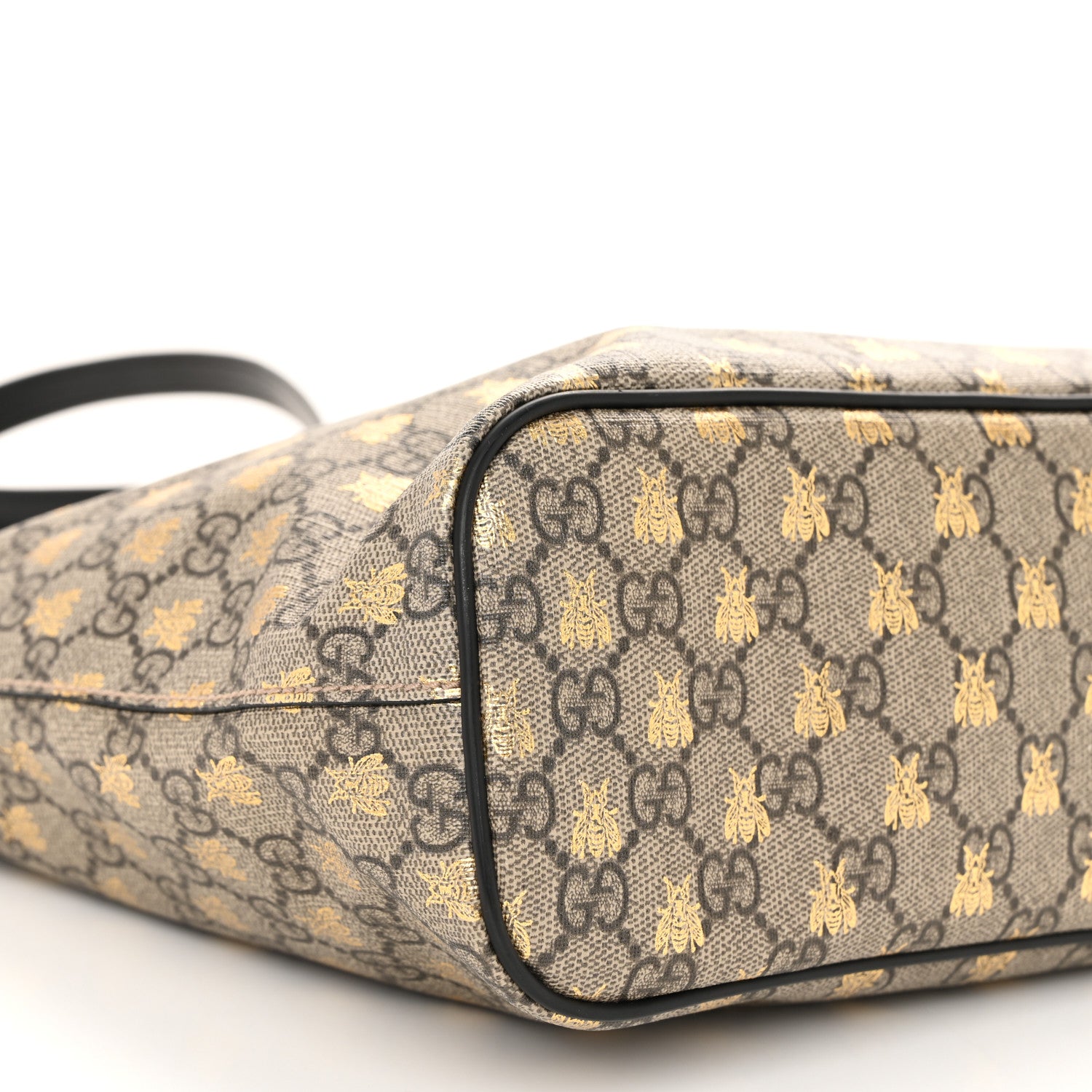 Gucci Soft GG Supreme Monogram Bees Small Crossbody Tote Beige Oro Black 9 of 13