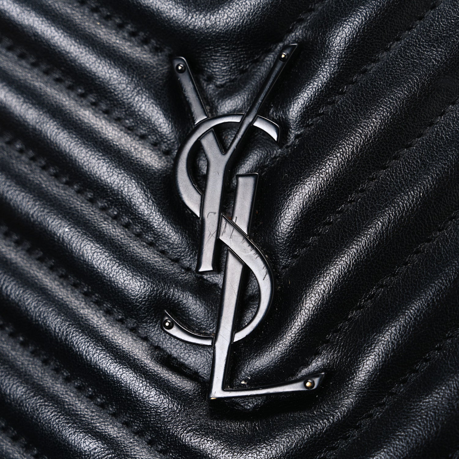 Saint Laurent Calfskin Matelasse Monogram Monochrome Lou Camera Bag Black 11 of 13