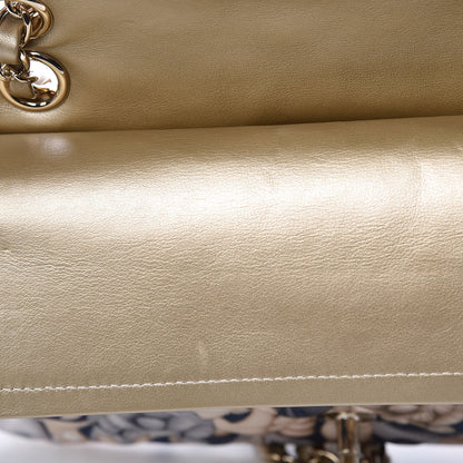 Chanel Nylon Quilted Medium Cat Emoticon Double Flap Navy Gold 12 of 14