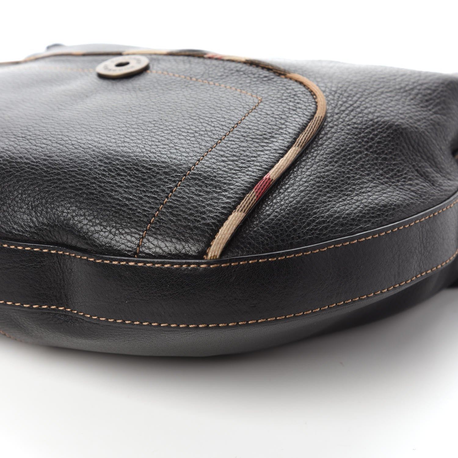 Burberry Calfskin Nova Check Trim Hobo Black 7 of 10