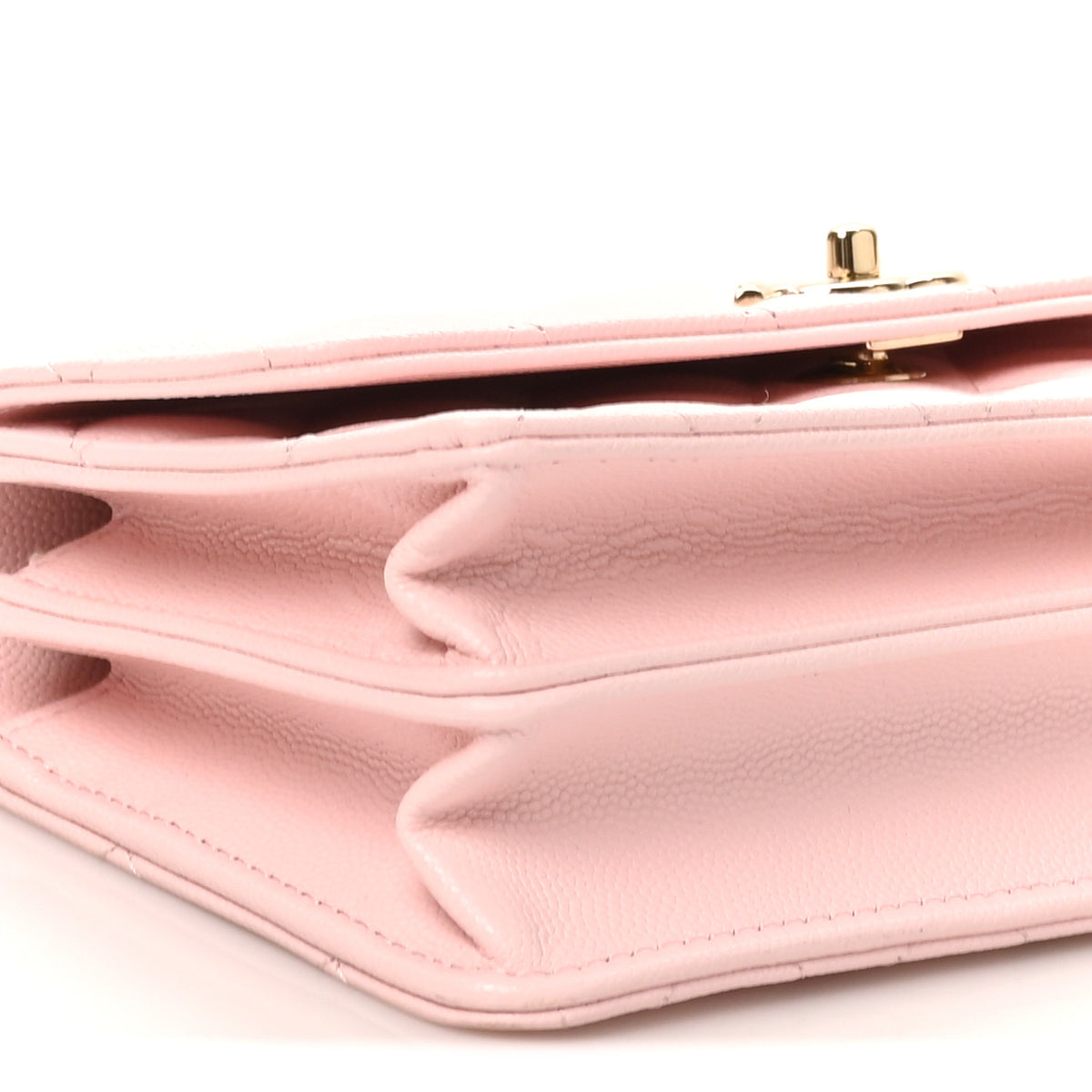 Lambskin Quilted Pearl Top Handle Clutch With Chain Light Pink