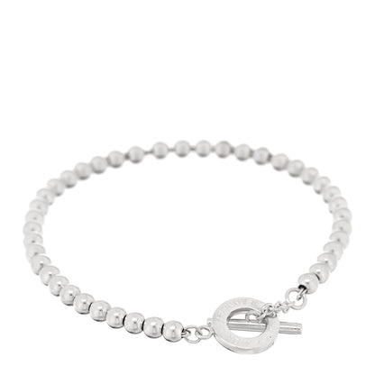 Tiffany Sterling Silver 4mm Beads Toggle Bracelet 1 of 3