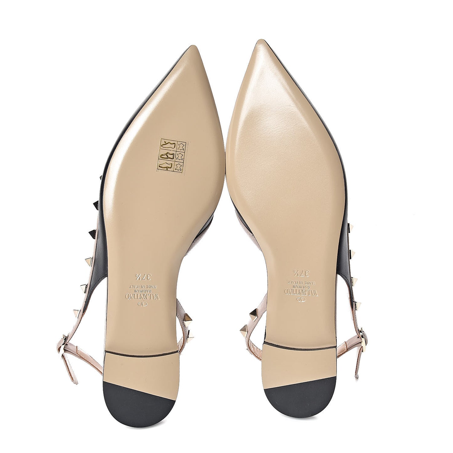 Nappa Rockstud Slingback Flats 37.5 Black Poudre