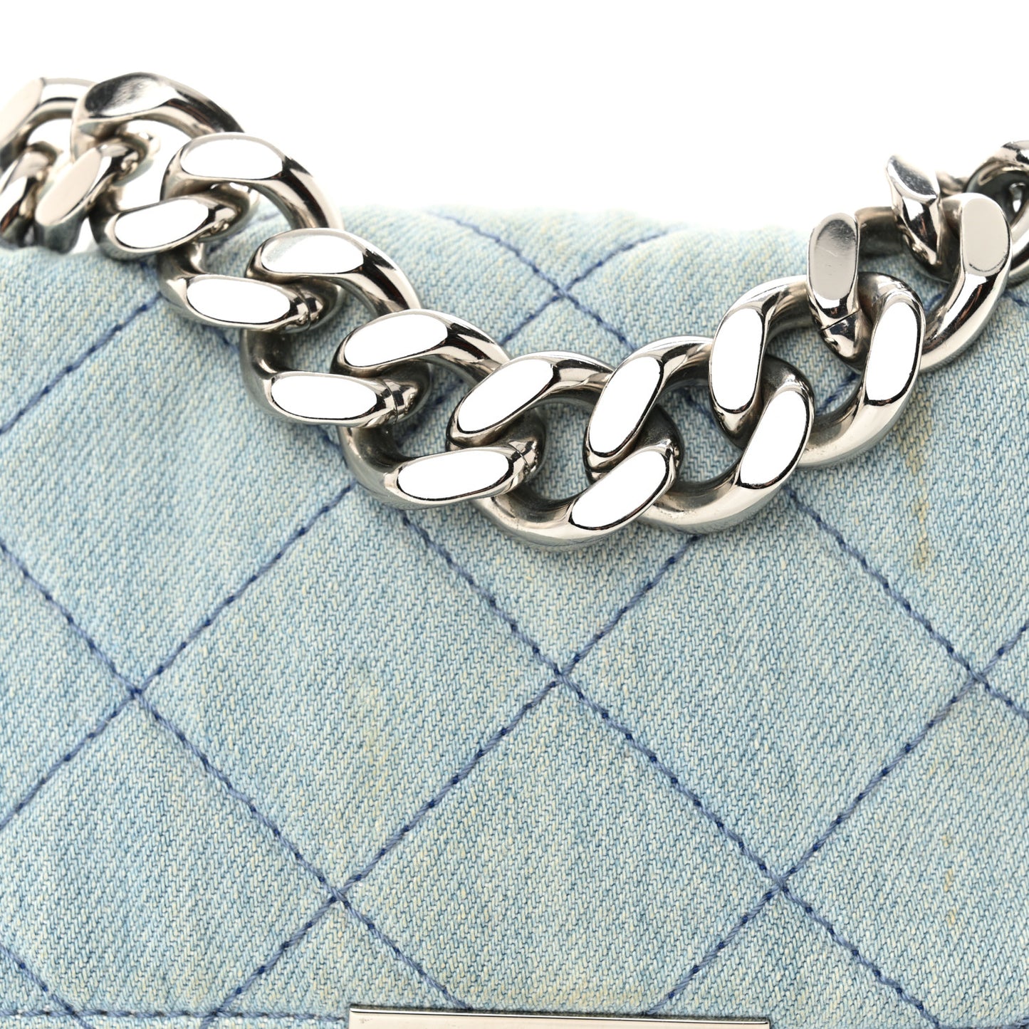 Eco Denim Quilted Mini Beckett Shoulder Bag Blue