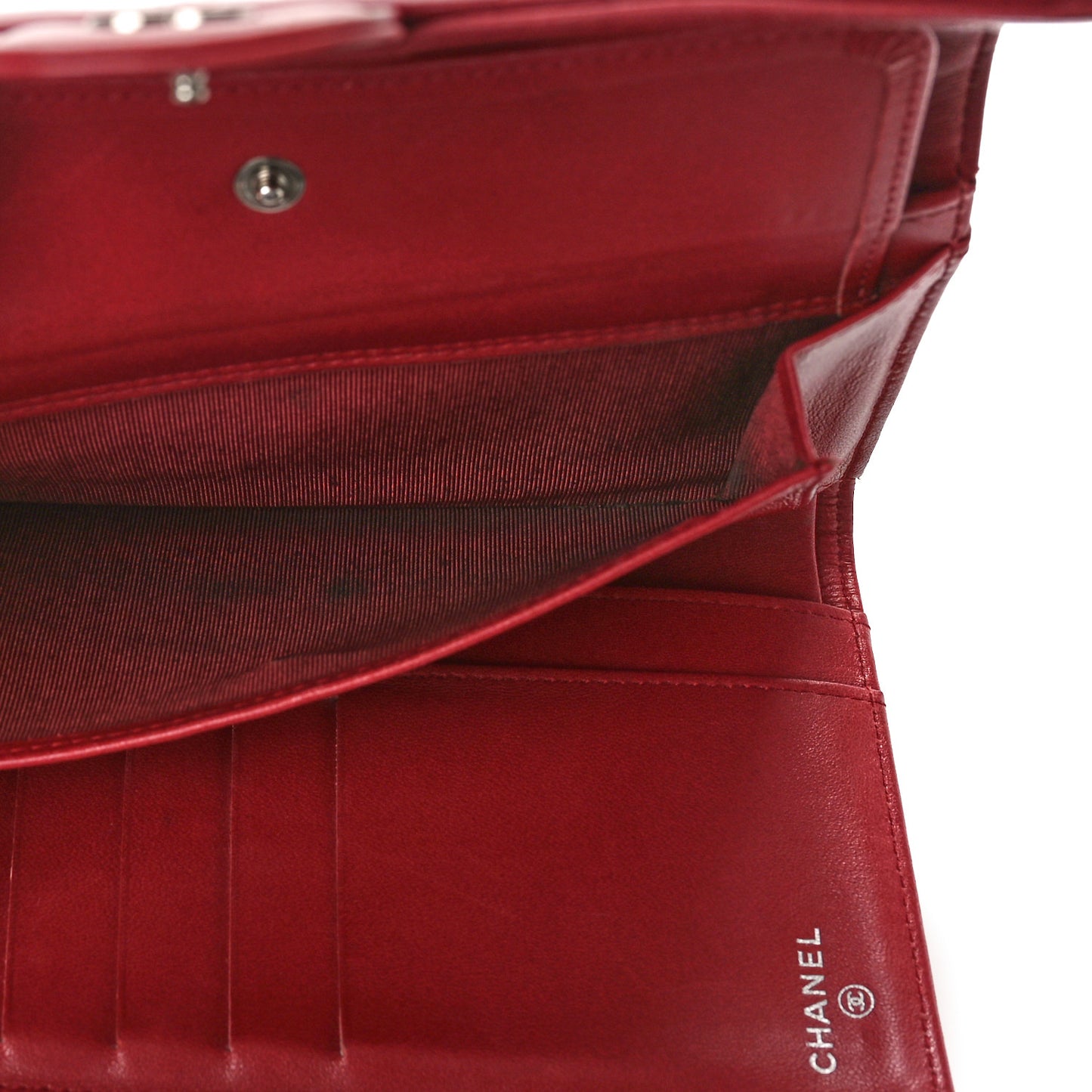 Lambskin Quilted Large Flap Wallet Red