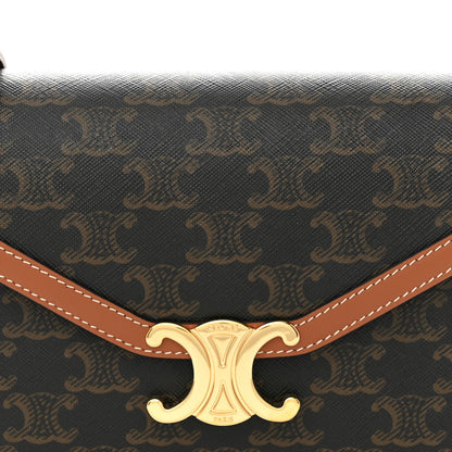 Celine Triomphe Canvas Calfskin Enveloppe Bag Tan 9 of 12
