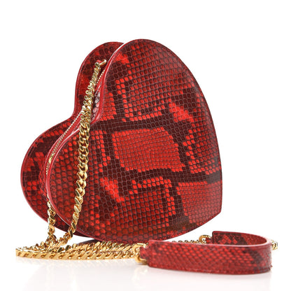 Saint Laurent Python Small Love Heart Chain Bag Red Black 3 of 7