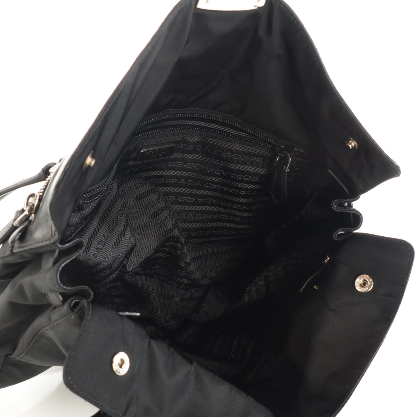Tessuto Nylon Vitello Foldover Pushlock Satchel Black
