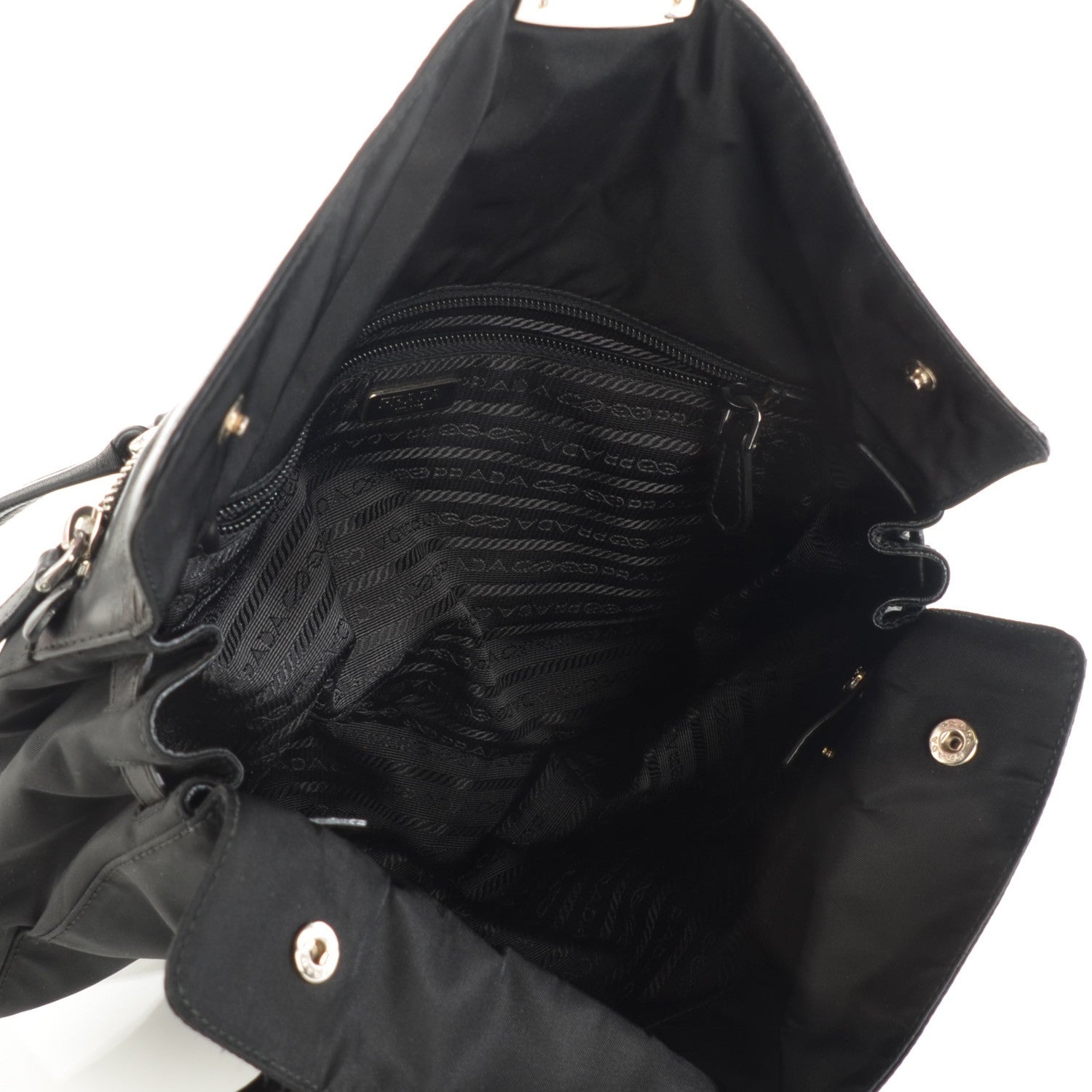Prada Tessuto Nylon Vitello Foldover Pushlock Satchel Black 8 of 8