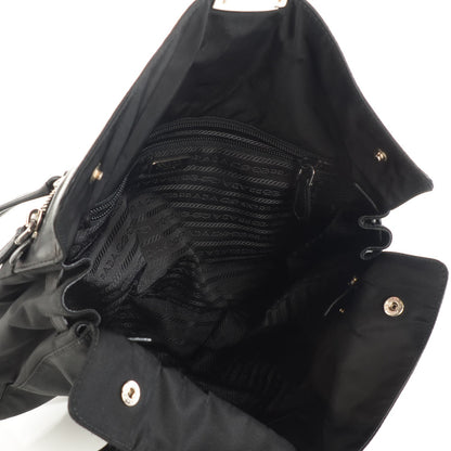 Prada Tessuto Nylon Vitello Foldover Pushlock Satchel Black 8 of 8