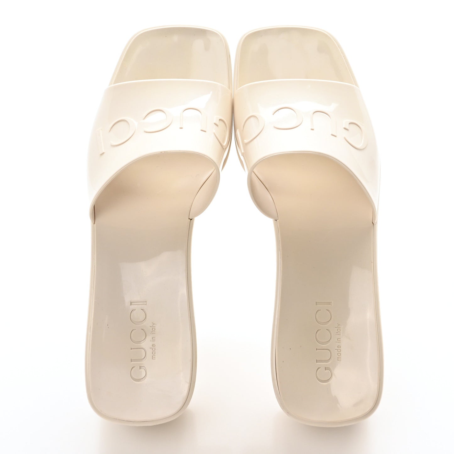 Rubber Gucci Logo Womens Platform 20/60mm Slide Sandals 36 Mystic White