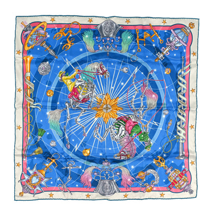 Hermes Silk Chorus Stellarum Scarf 70 Gris Perle Bleu Azur 1 of 5