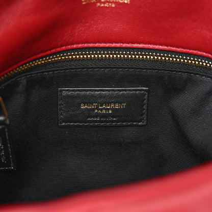 Saint Laurent Lambskin Quilted Small Loulou Puffer Monogram Chain Satchel Red 7 of 11
