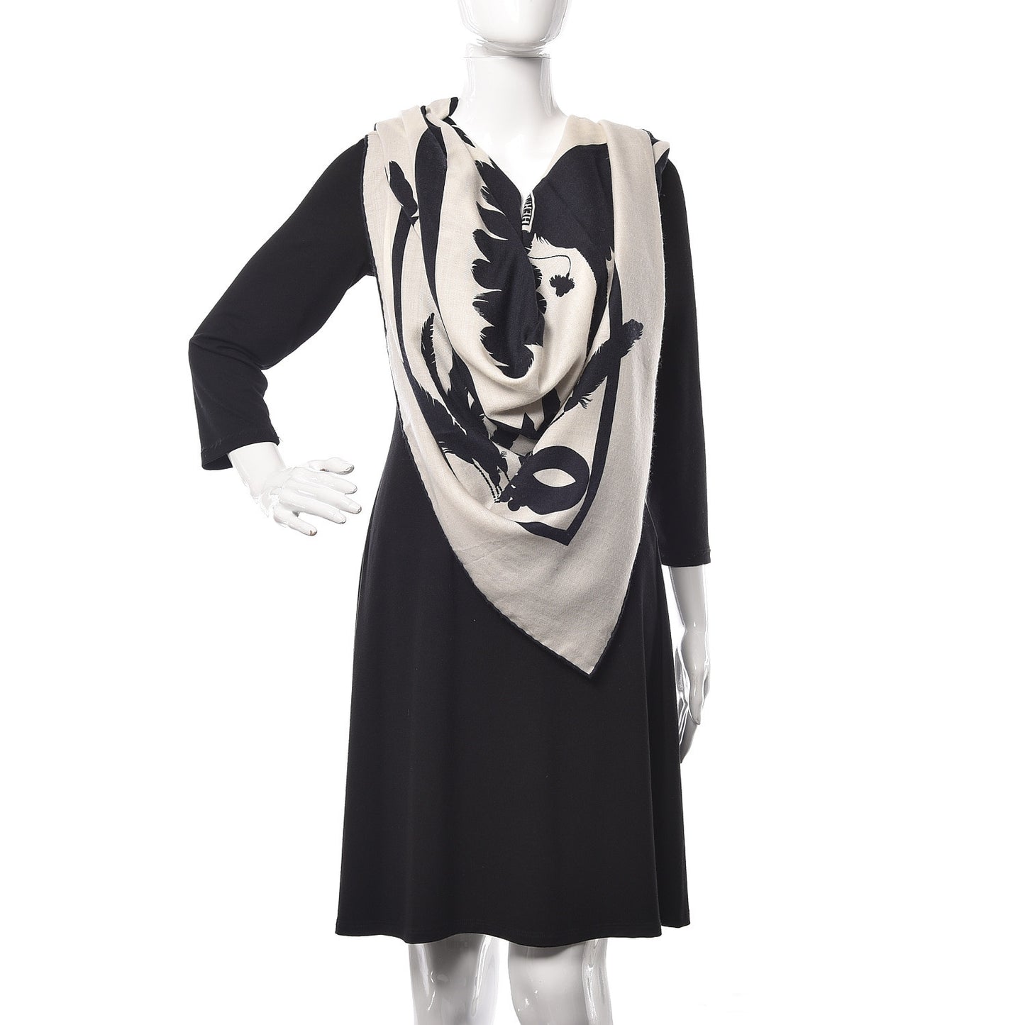 Cashmere Silk Brazil Tattoo Shawl 140 Bleu Noir Blanc