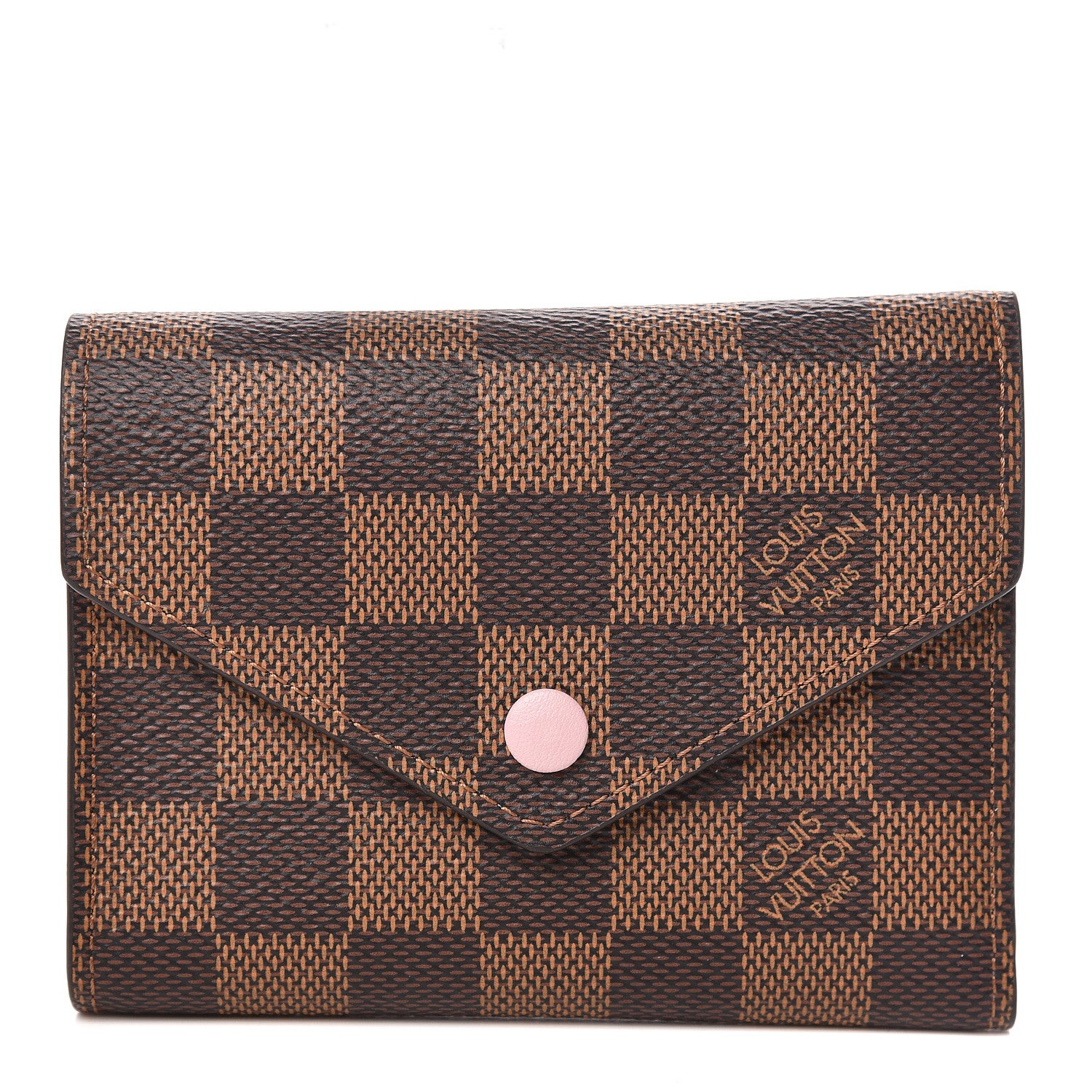 Louis Vuitton Damier Ebene Victorine Wallet Rose Ballerine 1 of 8
