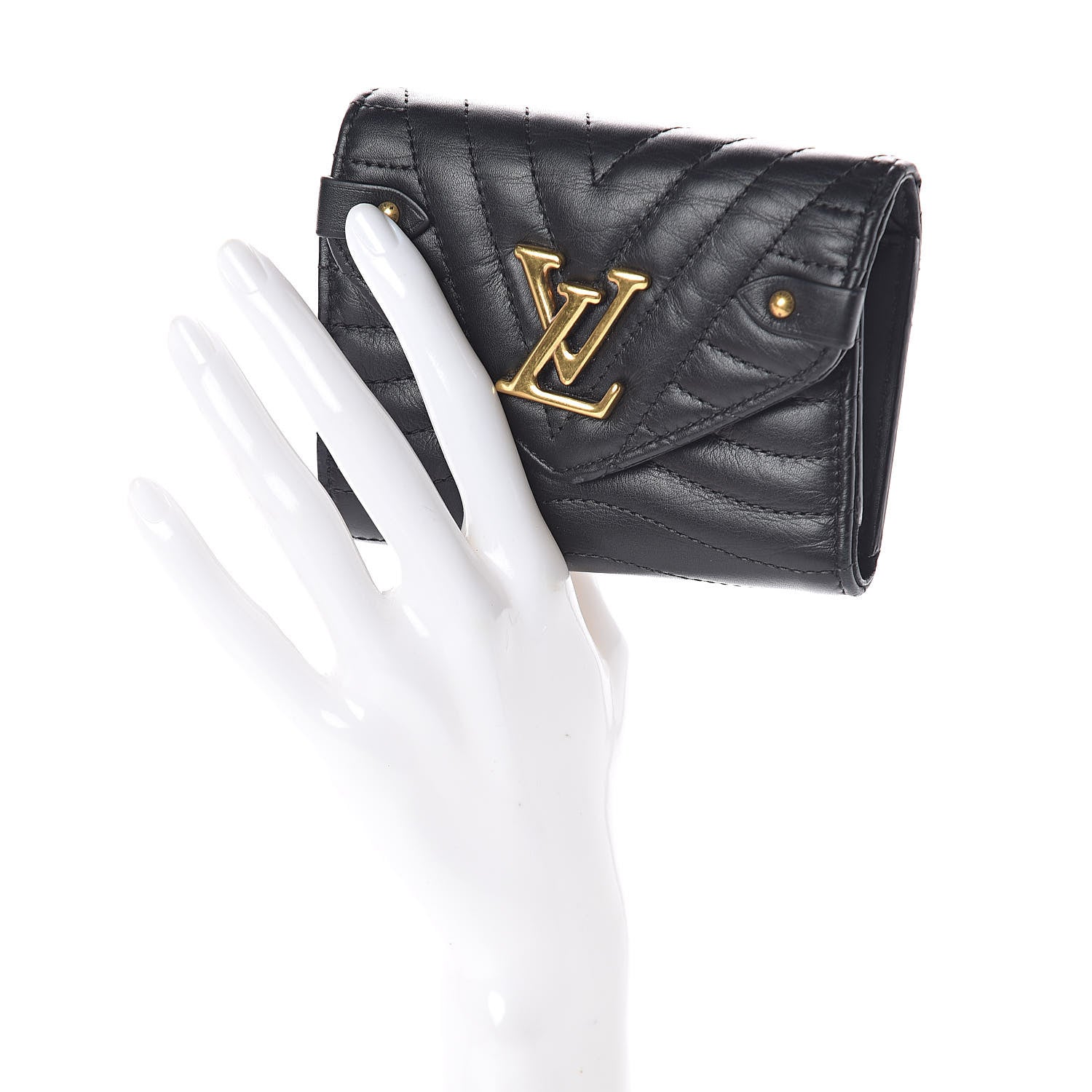 Louis Vuitton Calfskin New Wave Compact Wallet Black 2 of 7
