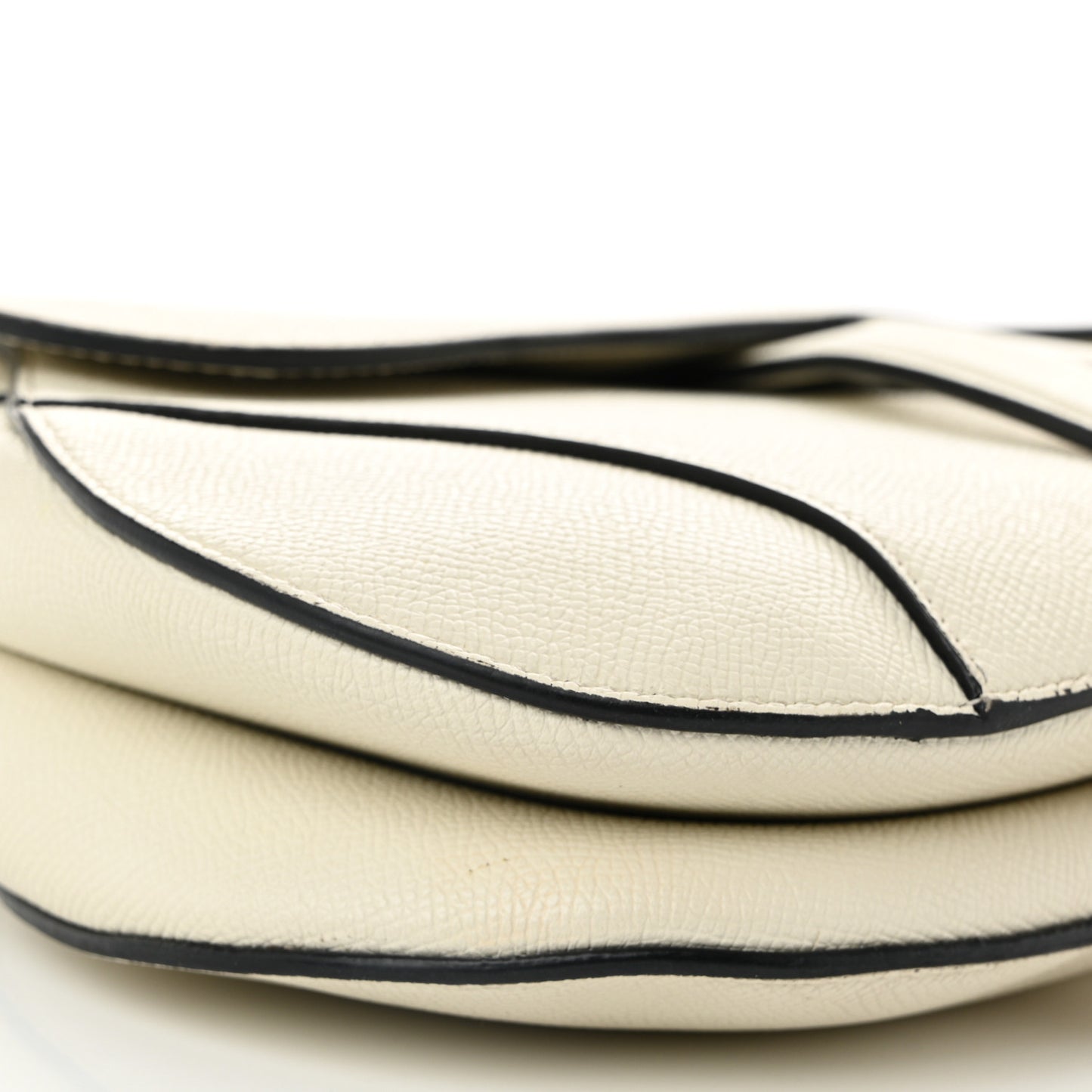 Grained Calfskin Saddle Bag With Strap Latte