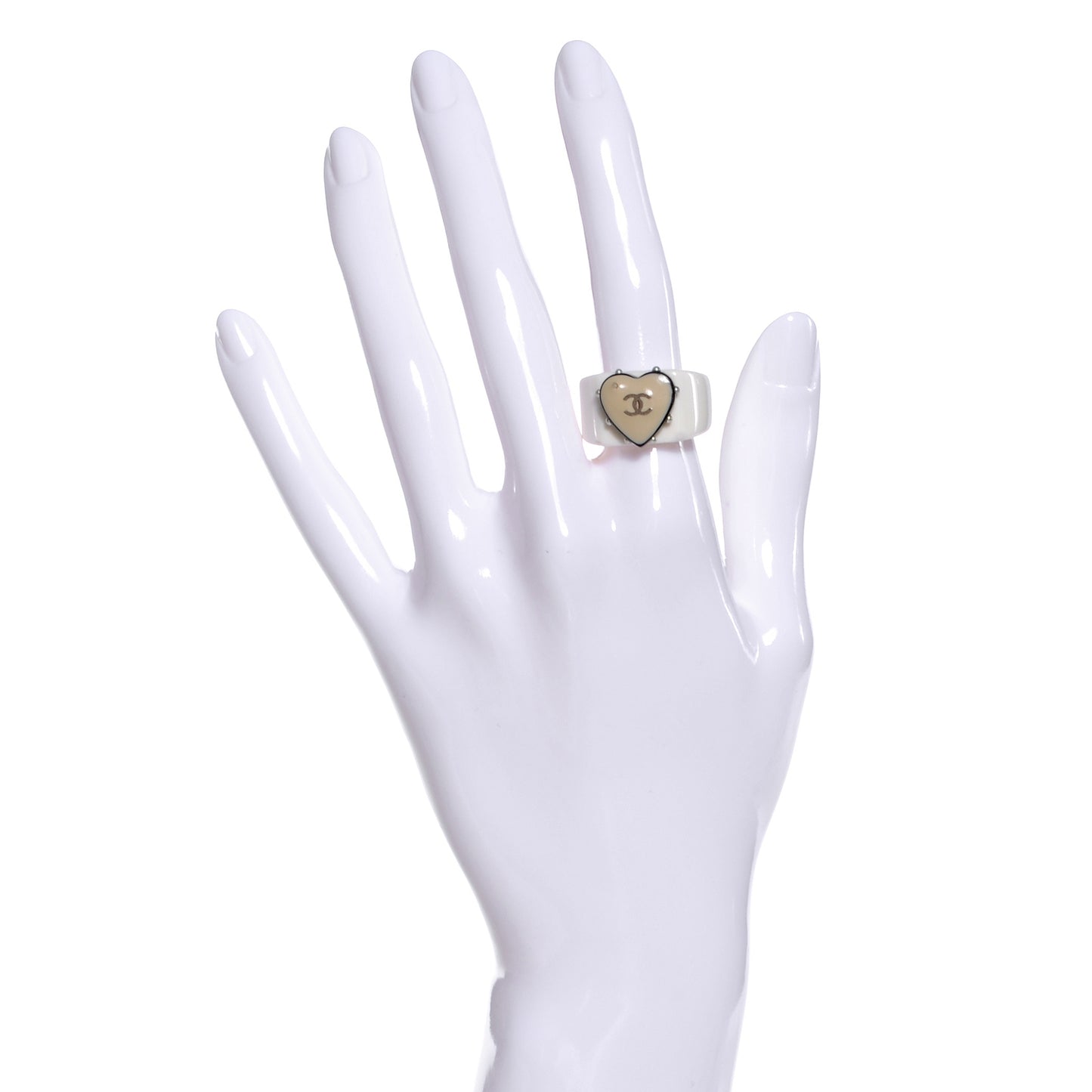 Resin Pearl CC Heart Ring 6.5