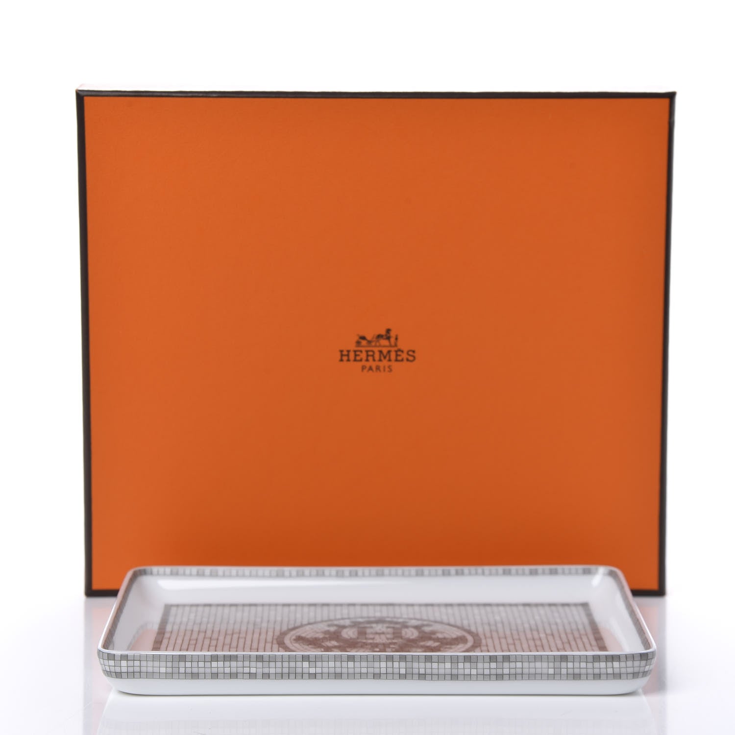 Hermes Porcelain Mosaique Au 24 Sushi Plate Platine 5 of 5