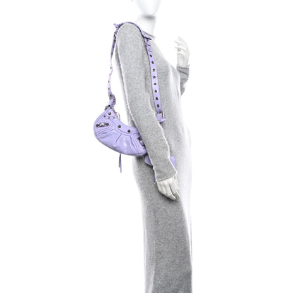 Balenciaga Extra Supple Calfskin Crocodile Embossed Le Cagole Shoulder Bag XS Lilac 2 of 10