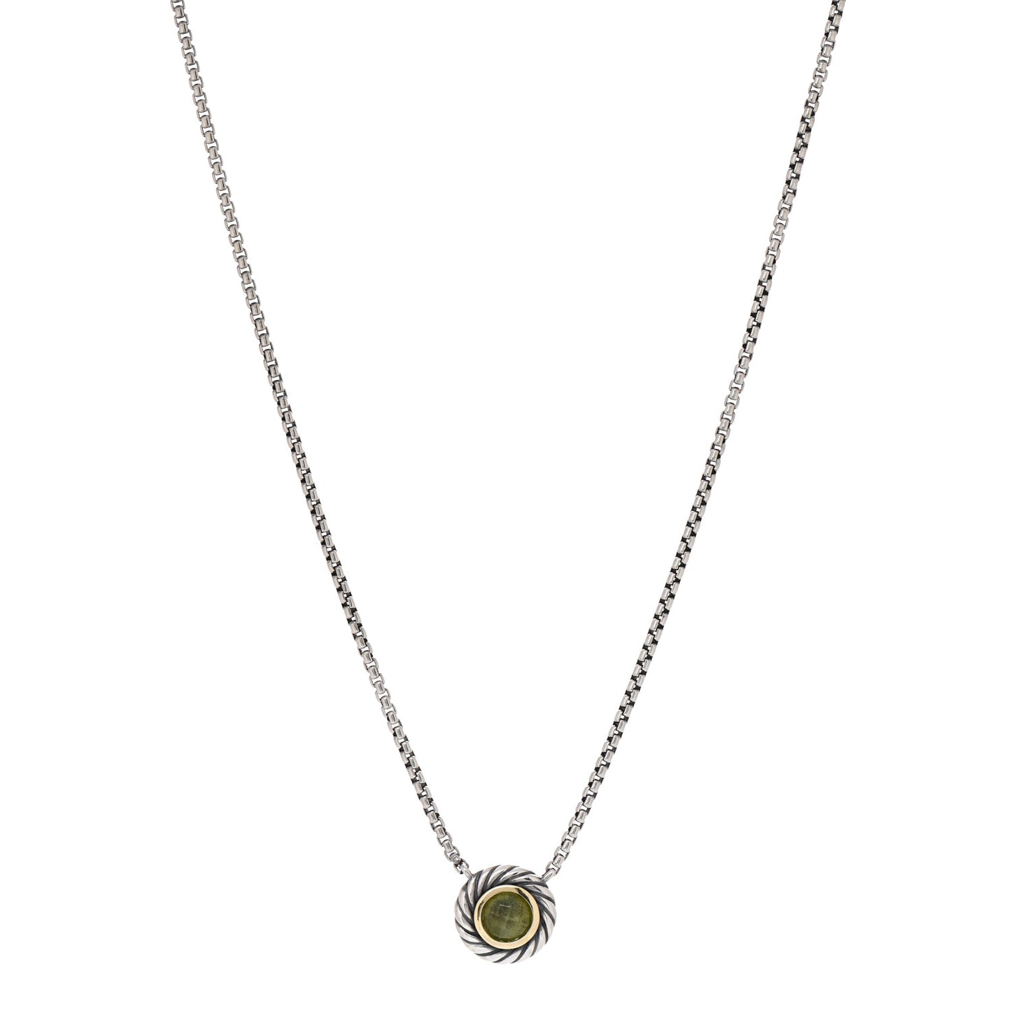 Sterling Silver 18K Yellow Gold Peridot Cookie Pendant Necklace