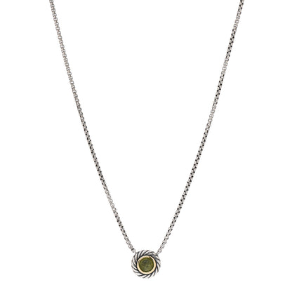 David Yurman Sterling Silver 18K Yellow Gold Peridot Cookie Pendant Necklace 1 of 4