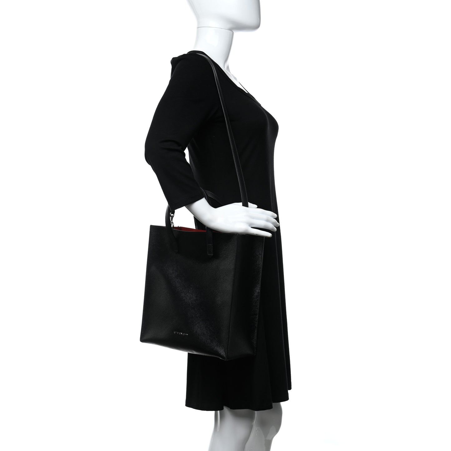Textured Coated Canvas Stargate Shopper Tote Black