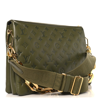 Louis Vuitton Lambskin Embossed Monogram Coussin MM Khaki 3 of 11