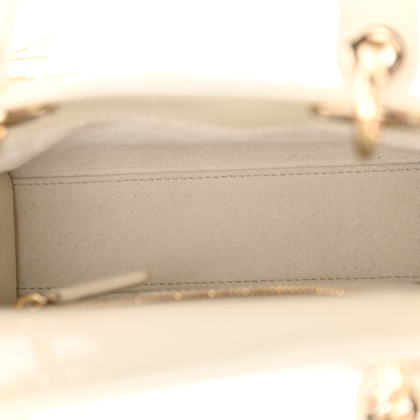 Patent Cannage Mini Lady Dior Latte