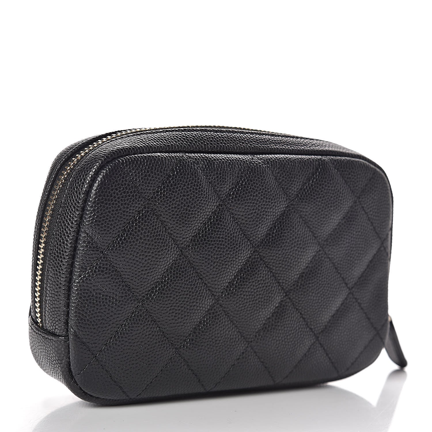 Chanel Caviar Quilted Small Curvy Pouch Cosmetic Case Black 3 of 8