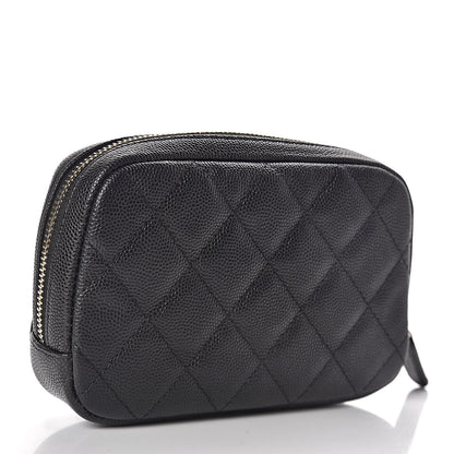 Chanel Caviar Quilted Small Curvy Pouch Cosmetic Case Black 3 of 8