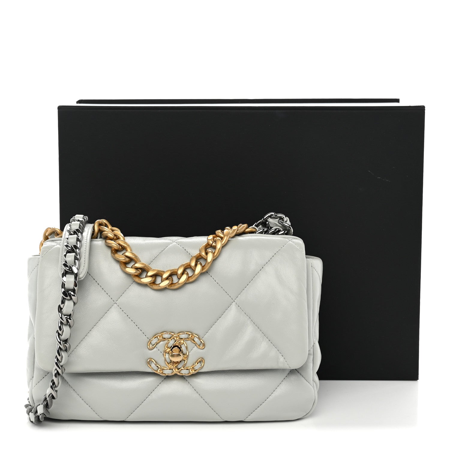 Chanel Lambskin Quilted Medium Chanel 19 Flap Grey 10 of 10
