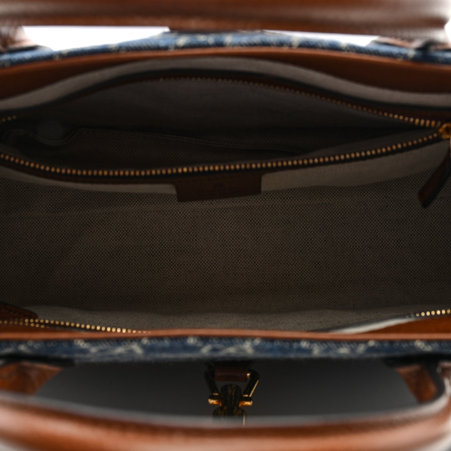 Gucci New Denim GG Monogram Dollar Calfskin Medium Jackie 1961 Tote Blue Tea Cuir Epilog 5 of 9