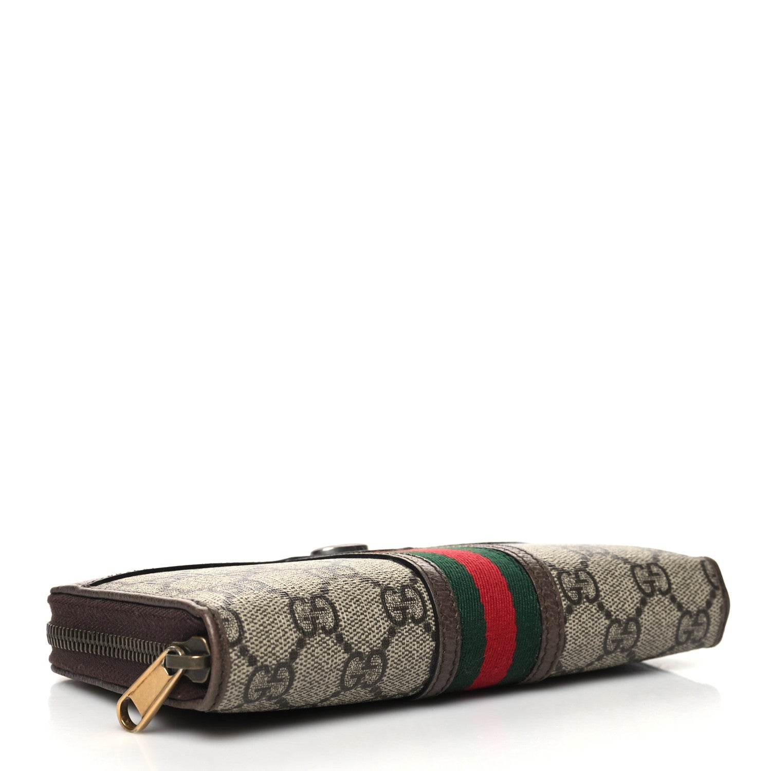 Gucci GG Supreme Monogram Web Ophidia Zip Around Wallet Brown 4 of 12