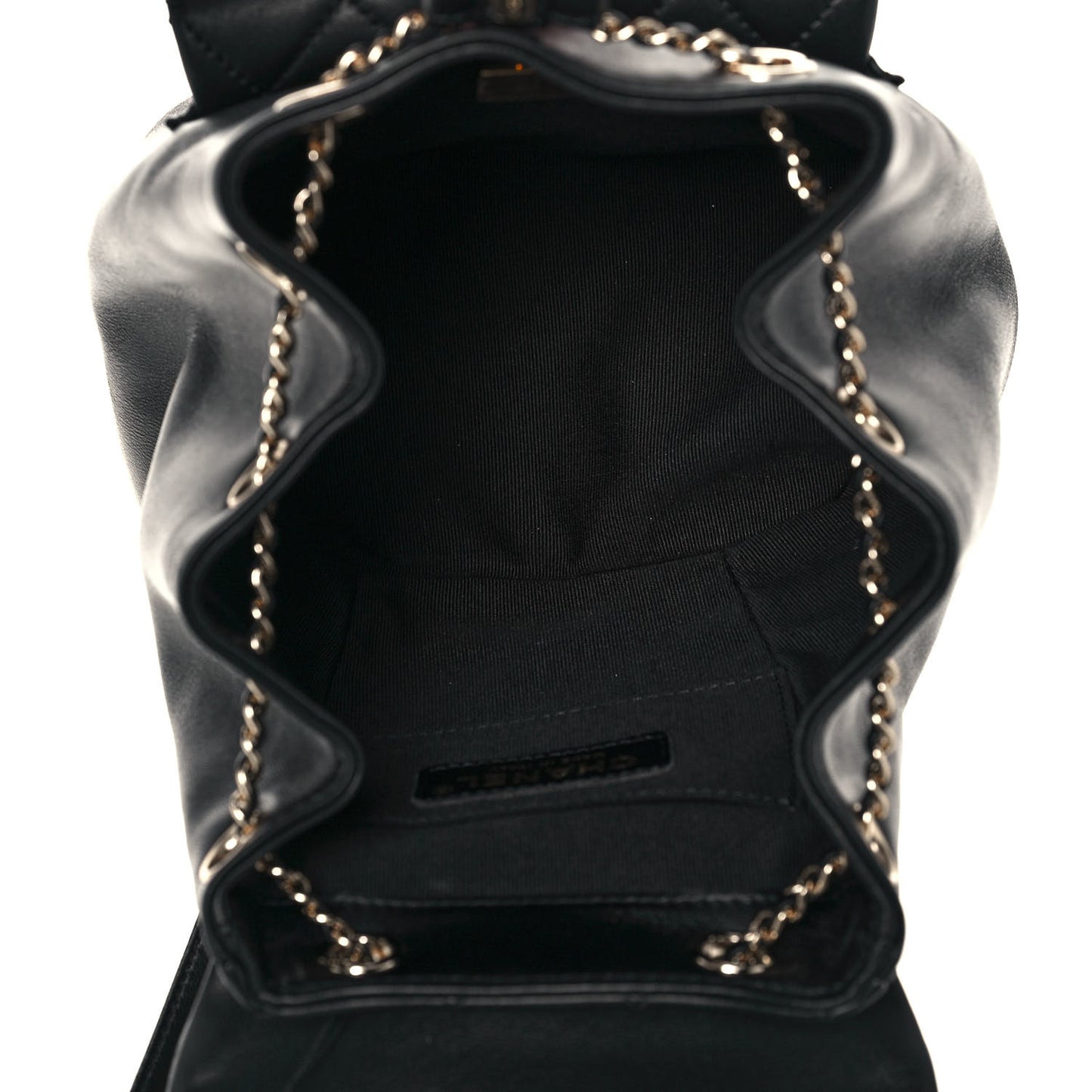 Lambskin Quilted Small Duma Drawstring Backpack Black