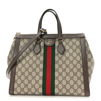 Gucci GG Supreme Monogram Web Medium Ophidia Tote Bag Brown 1 of 12