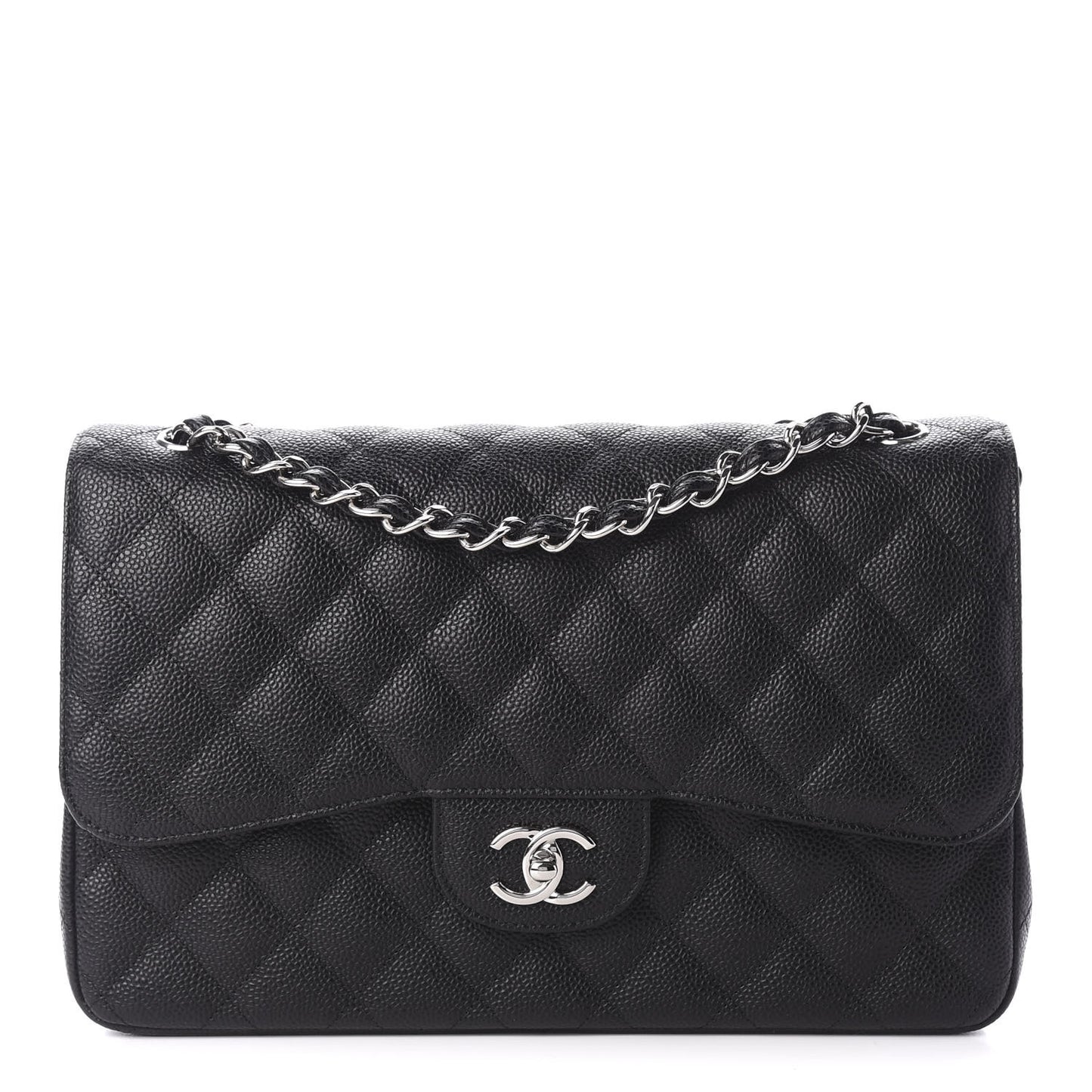 Caviar Quilted Jumbo Double Flap Black