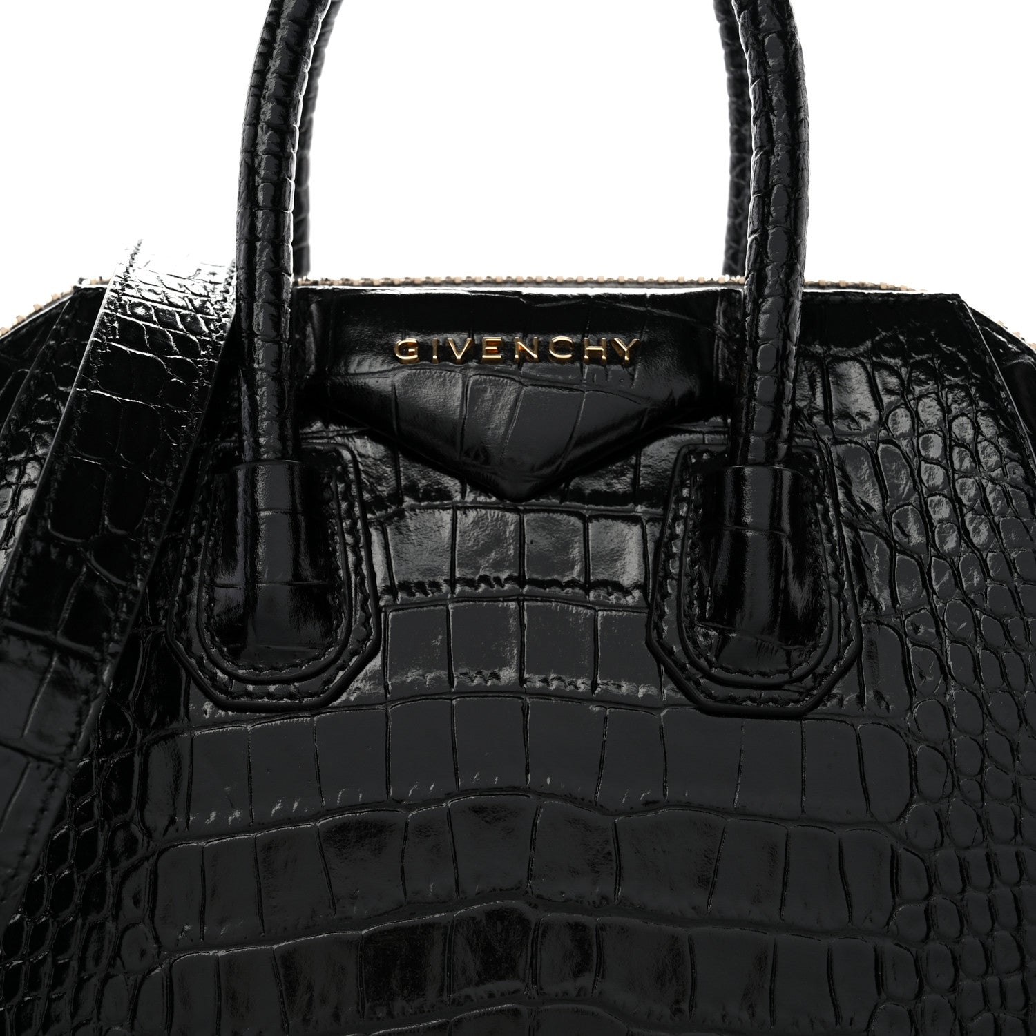 Givenchy Calfskin Crocodile Embossed Mini Antigona Black 8 of 10