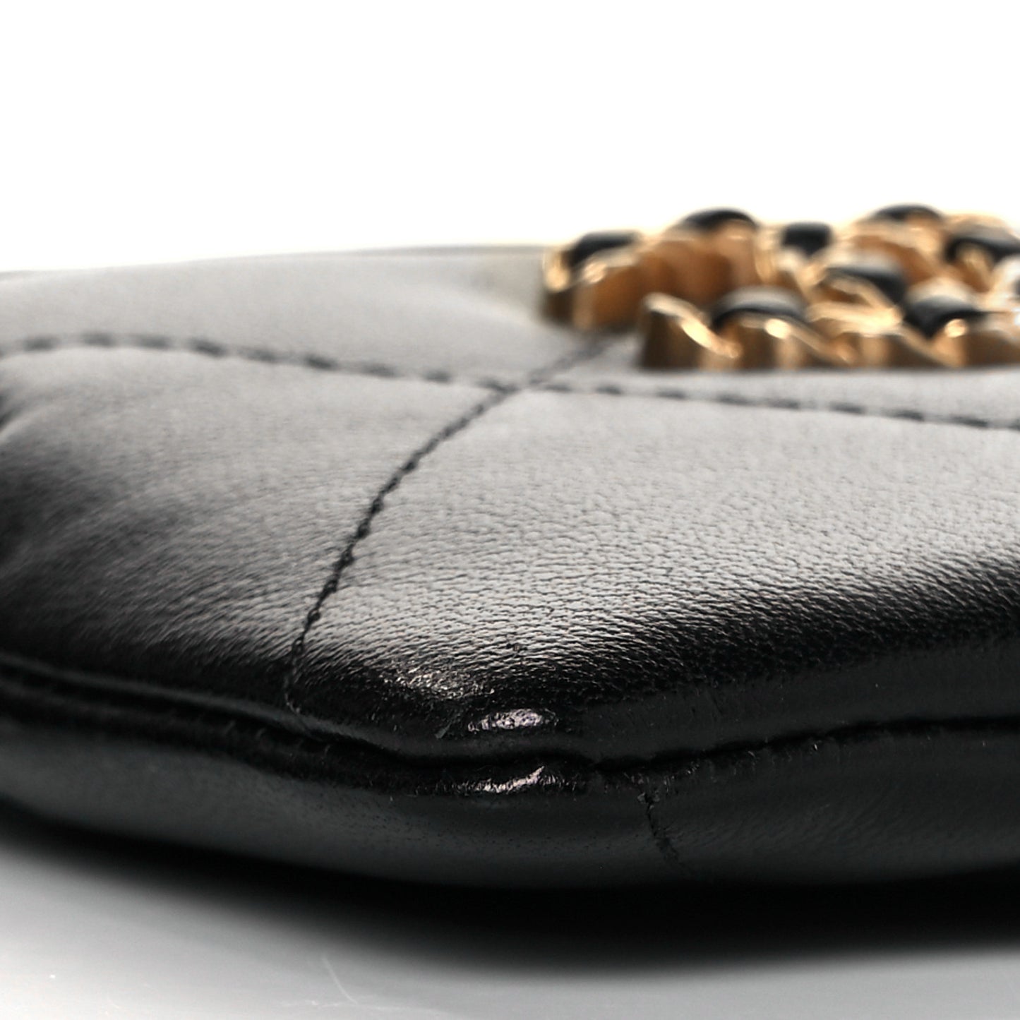 Lambskin Quilted Chanel 19 Zip Card Holder Wallet Black
