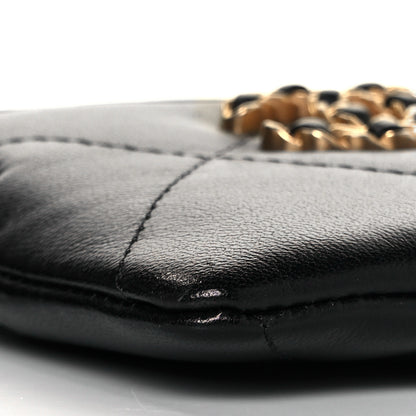 Chanel Lambskin Quilted Chanel 19 Zip Card Holder Wallet Black 8 of 10