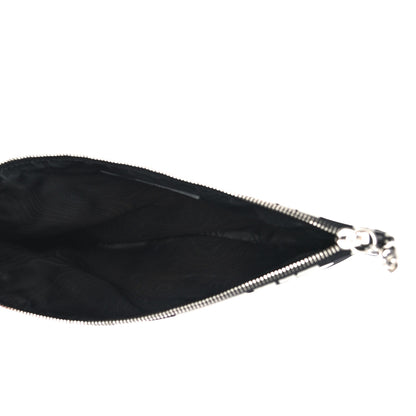 Alexander McQueen Silk Unicorn Print Skull Zip Pouch Black White 5 of 14
