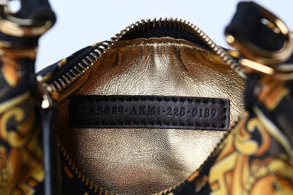 Fendi X VERSACE Silk Fendace Baroque Nano Fendigraphy Hobo Charm Black Gold 8 of 11