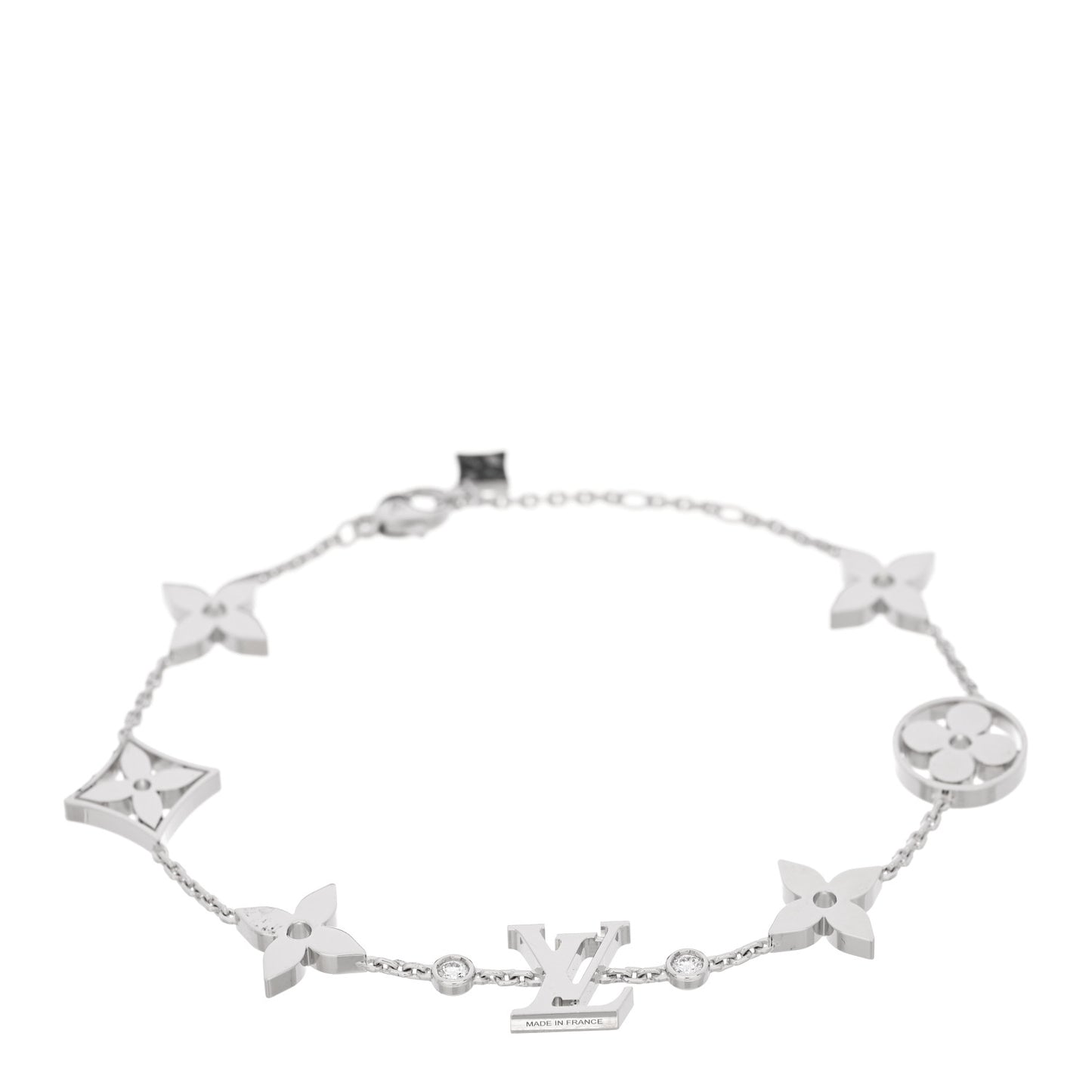 18K White Gold Diamond Idylle Blossom Monogram Bracelet