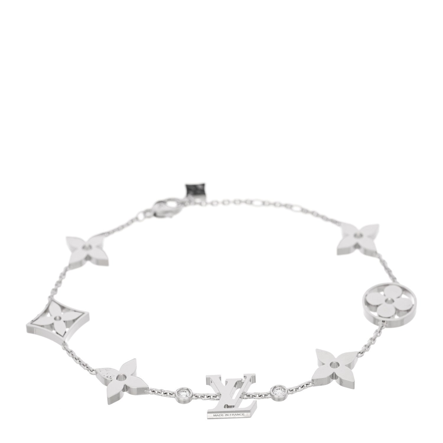 Louis Vuitton 18K White Gold Diamond Idylle Blossom Monogram Bracelet 1 of 4