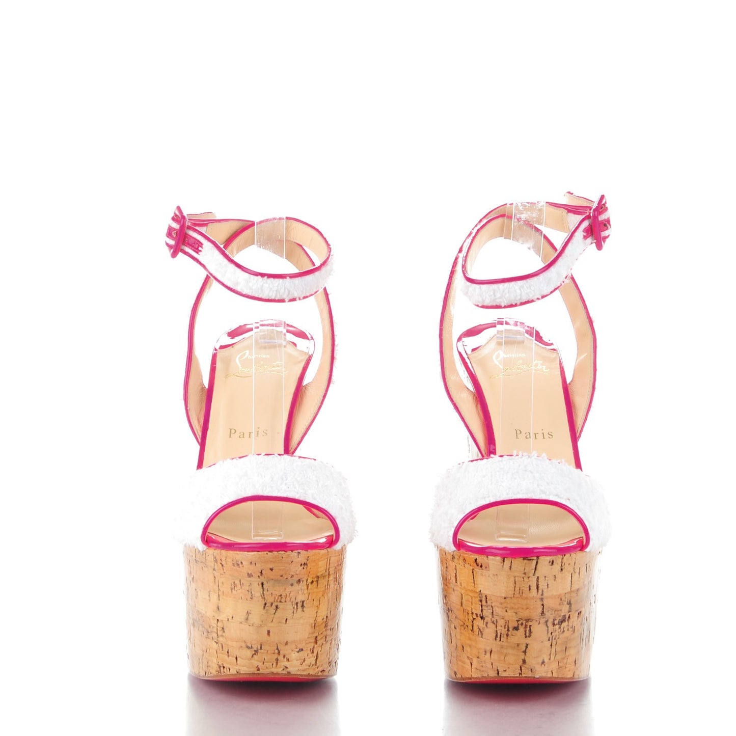Terry Cloth Patent Super Dombasle 160 Cork Platform Sandals White