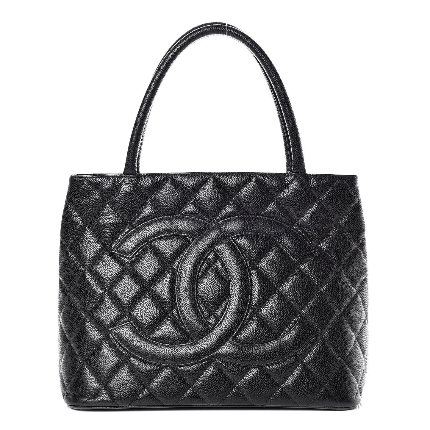 Caviar Quilted Medallion Tote Black