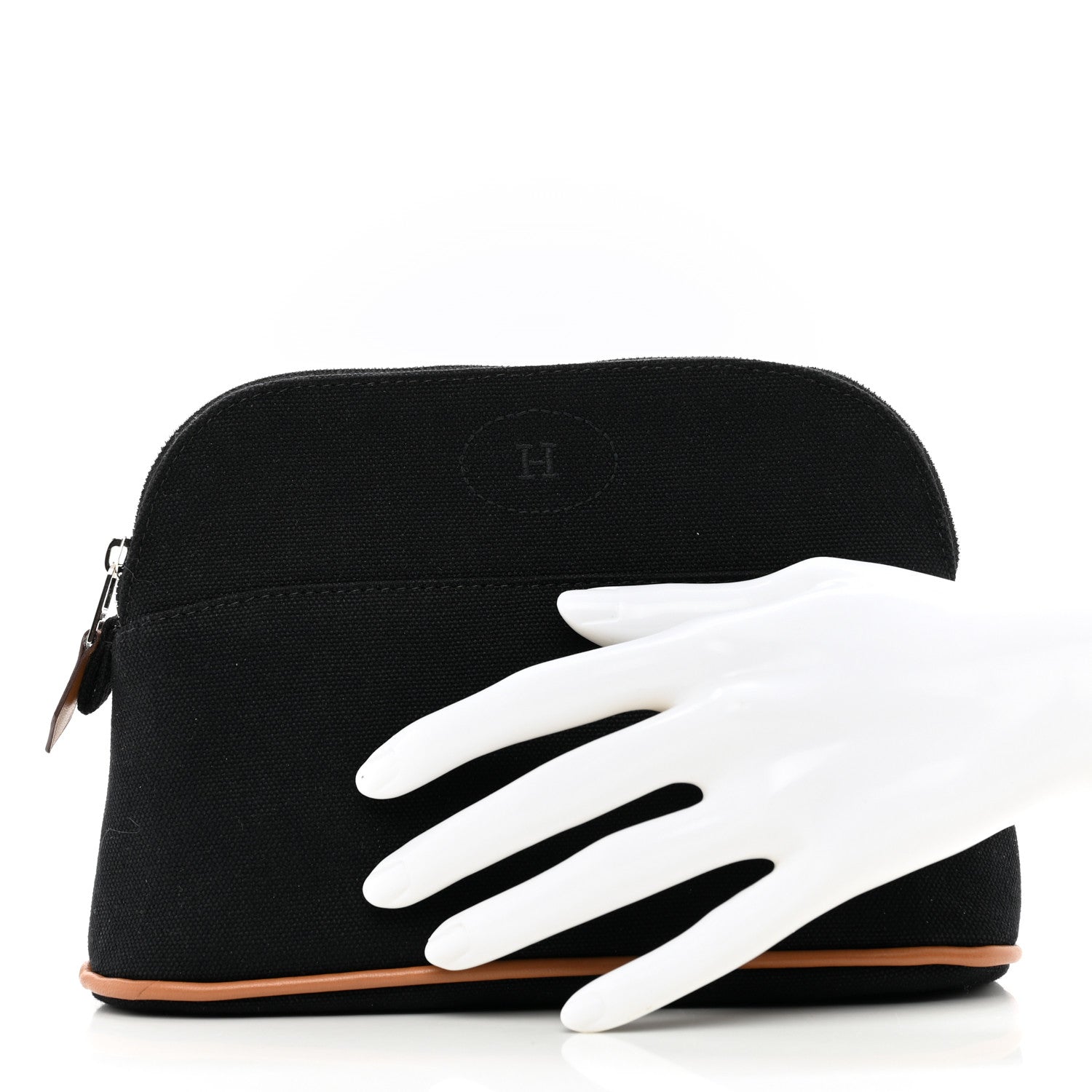 Hermes Cotton Canvas Mini Bolide Travel Cosmetic Pouch Black 2 of 6