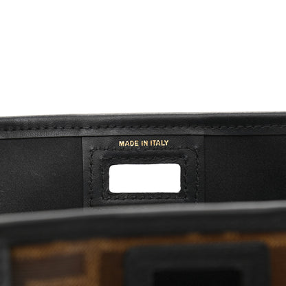 Fendi Glazed Fabric Vitello Century FF 1974 Stamp Patch Mini Peekaboo Defender Cover Mogano Panna Black 6 of 10