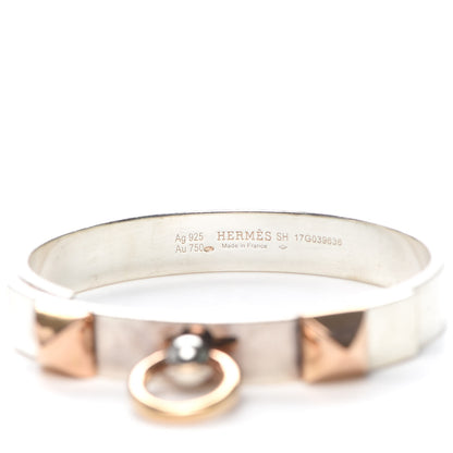 Hermes Sterling Silver 18K Rose Gold PM Collier De Chien Bracelet SH 4 of 5